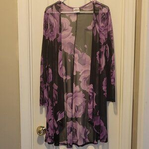 Collections Purple Rose Sheer Kimono size L - XL